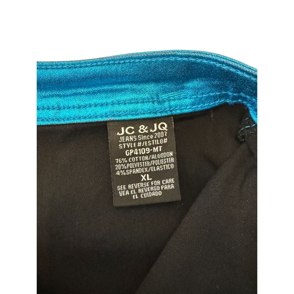 $100 JC JQ Metallic Blue Disco Jeans Medium NWT - Picture 5 of 9